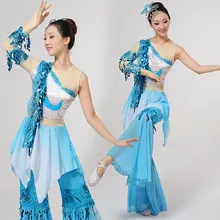 Disfraces hanfu классический китайский танец костюмы Yangko градиент женская национальная барабанная одежда сценическая производительность марли