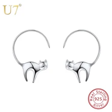 U7 925 пробы серебряные серьги гвоздики милый кот женские ювелирные изделия Brincos День матери подарки Стерлинговое Серебро Серьги SC62