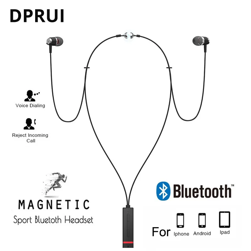 DPRUI Bluetooth Earphone In Ear Wireless Earphones Magnetic Sport Earbuds with Mic Fone De Ouvido Handsfree | Электроника