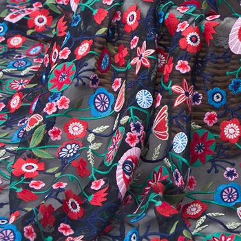 

NEW 3D colorful Floret yarn lace fabric mesh Water soluble lace embroidery fabric for wedding dress DIY 1order=0.5meter