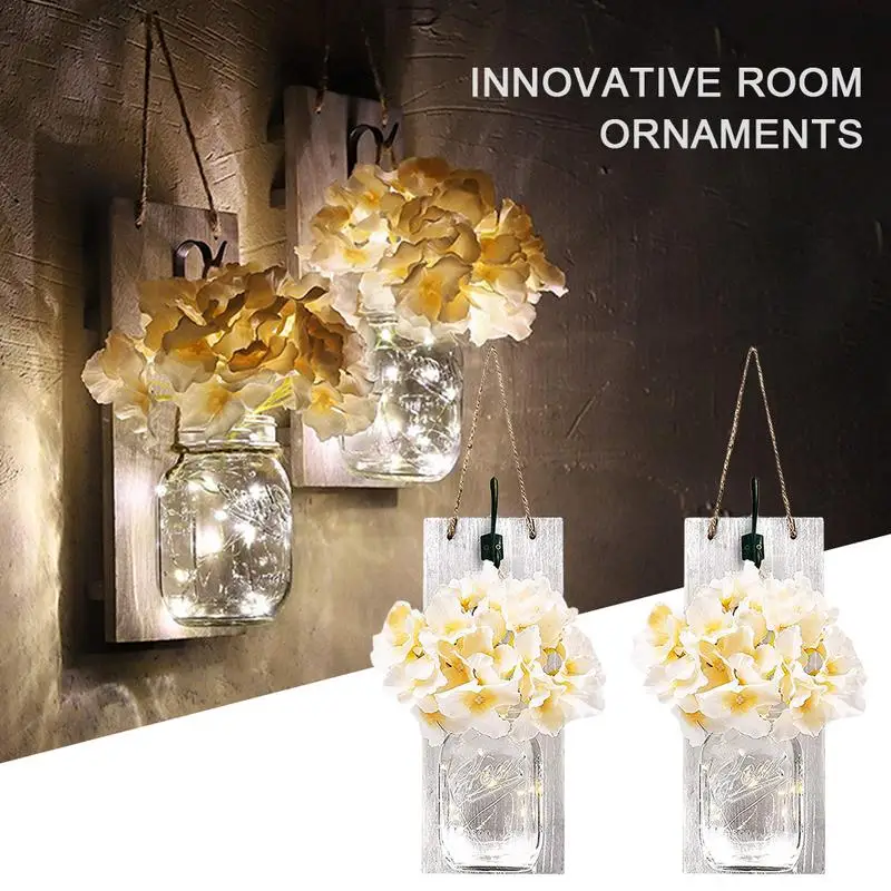 

2018 Wooden Wall Decoration Vase Wall-Mounted Hanging Innovative Room Ornaments Pendant Glowing Wall Decoration