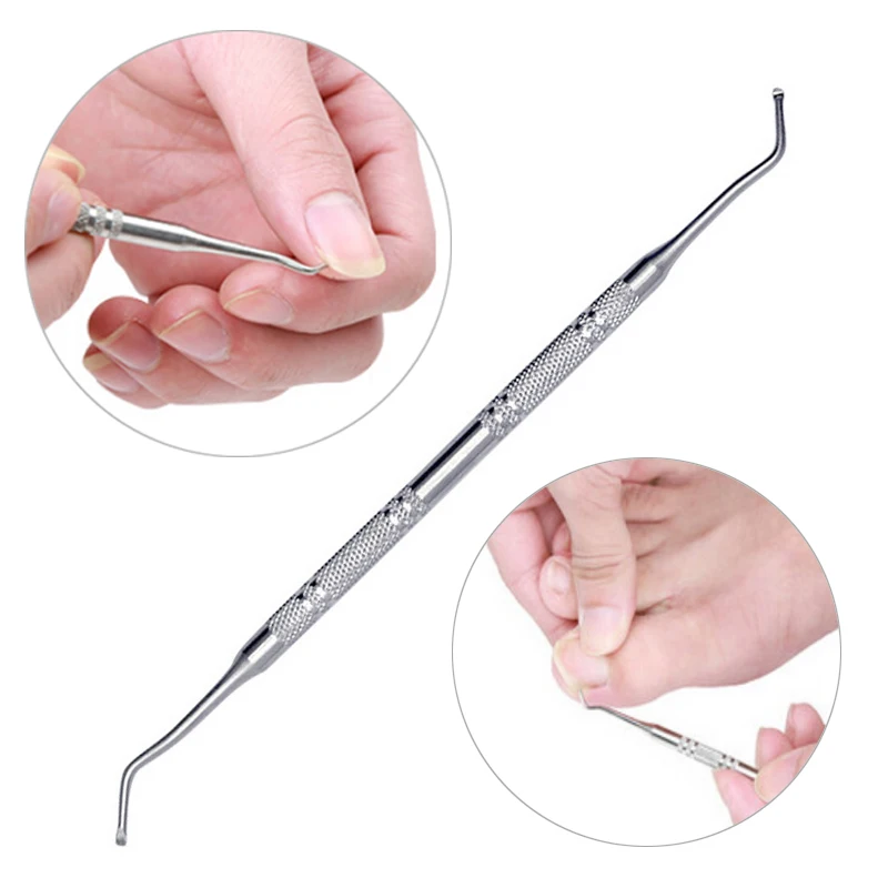 Горячая 1 шт.. Professional Nail Cleaning двухсторонняя головка Ingrown Toe Уход за ногтями на ногах Nail Hook педикюр инструмент