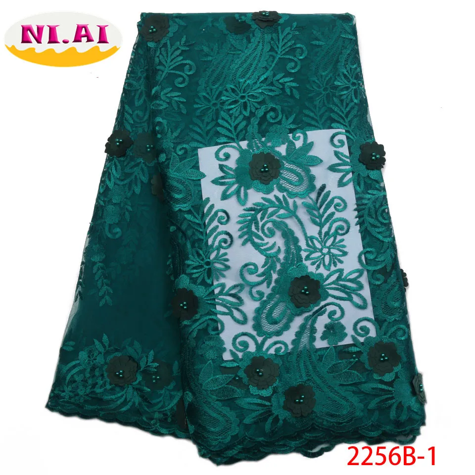 

Embroidered Tulle Fabric, 3D Flower Fabric Teal Green Lace, Net Lace Fabric With Beads MR2256B