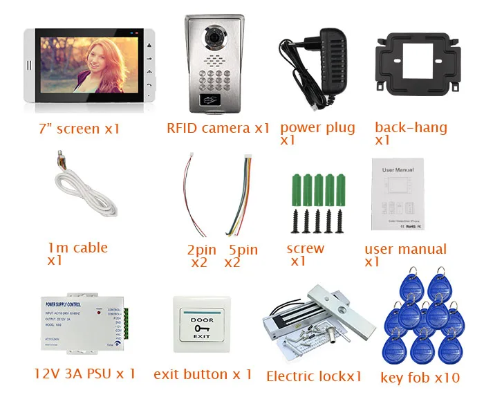 Бесплатная доставка 7 "сенсорный ЖК-дисплей Экран Мониторы телефон видео домофон Системы RFID код клавиатуры разблокировать Камера