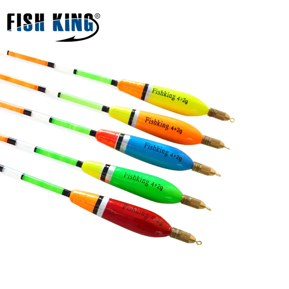 

FISH KING 5pcs/lot 3+2g 4+2g 5+2g 6+2g Mixed Color Barguzinsky Fir Float Vertical Pesca For Carp Fishing Float Fishing Tackle