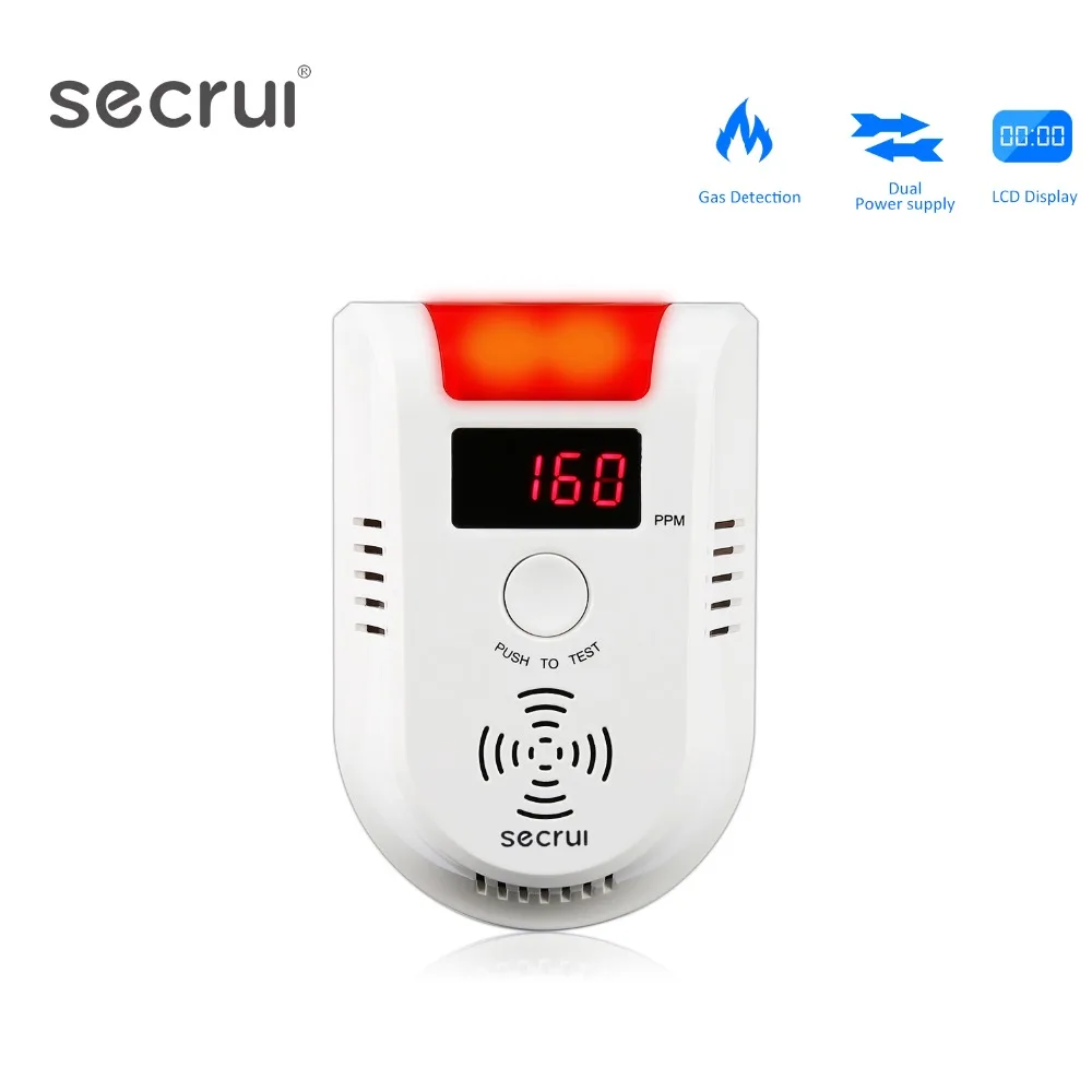 

SECRUI GD13W Wireless Digital LED Display Combustible Gas Detector Independent Red LED Light Flashes For GSM PSTN