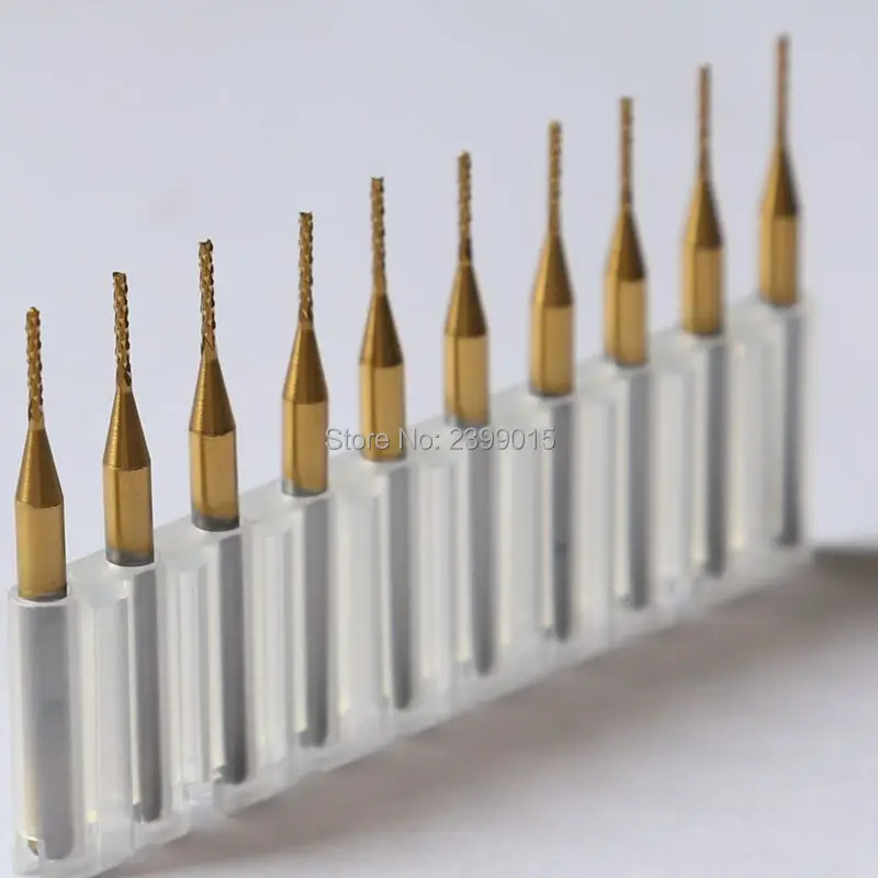 

10pcs Tungsten Carbide Titanium Coating PCB Cutter 3.175 * 2.0 mm, Miniature Engraving Milling Cutter, CNC Router Rotating Tool