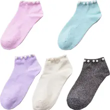 Милые женские весенне-летние дышащие эластичные носки с имитацией жемчуга, черные, розовые и т. д. носки