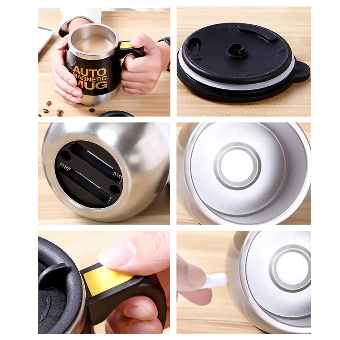 Электрическая нержавеющая сталь самосмешивающаяся чашка магнитное перемешивание кофейная кружка анти-обжигающая кружка молока