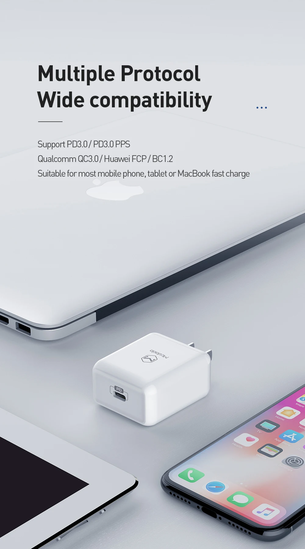 Mcdodo EU/US/UK usb type C PD 3,0 зарядное устройство 18 Вт Быстрая зарядка для MacBook iPhone 11 samsung Xiaomi huawei Quick Charge 4,0 адаптер