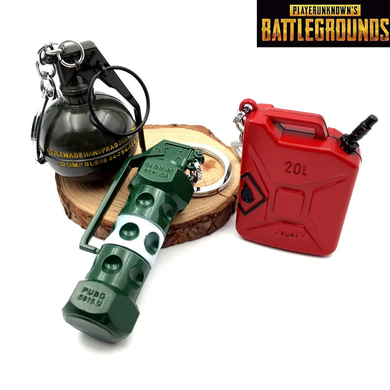 

2019 Game PUBG Fragment Stun Glare Gasoline Barrel Weapon Model Fuel Bucket Keychain Of High Quality Key Chain Game Lover Gifts