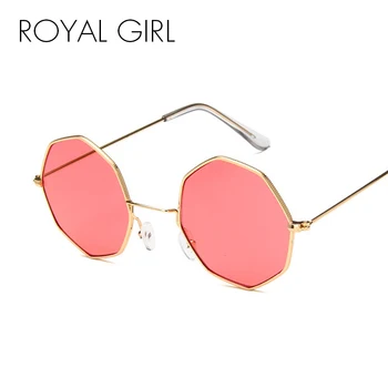 

ROYAL GIRL Vintage Octagon Round Sunglasses Women Steampunk Small Metal Frame Yellow Red Sun Glasses for Men oculos ss786