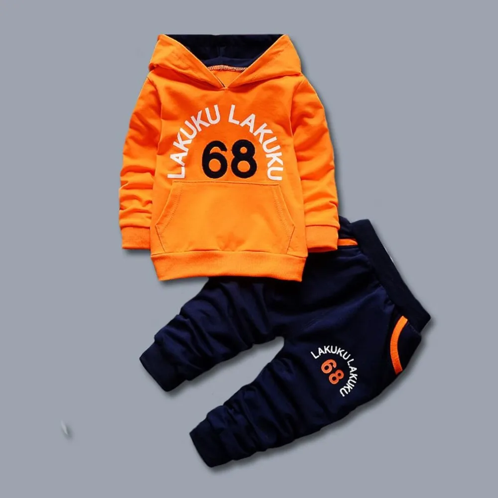 Boy's Wonderful Letter Print Pullover Hooded Tracksuit-1