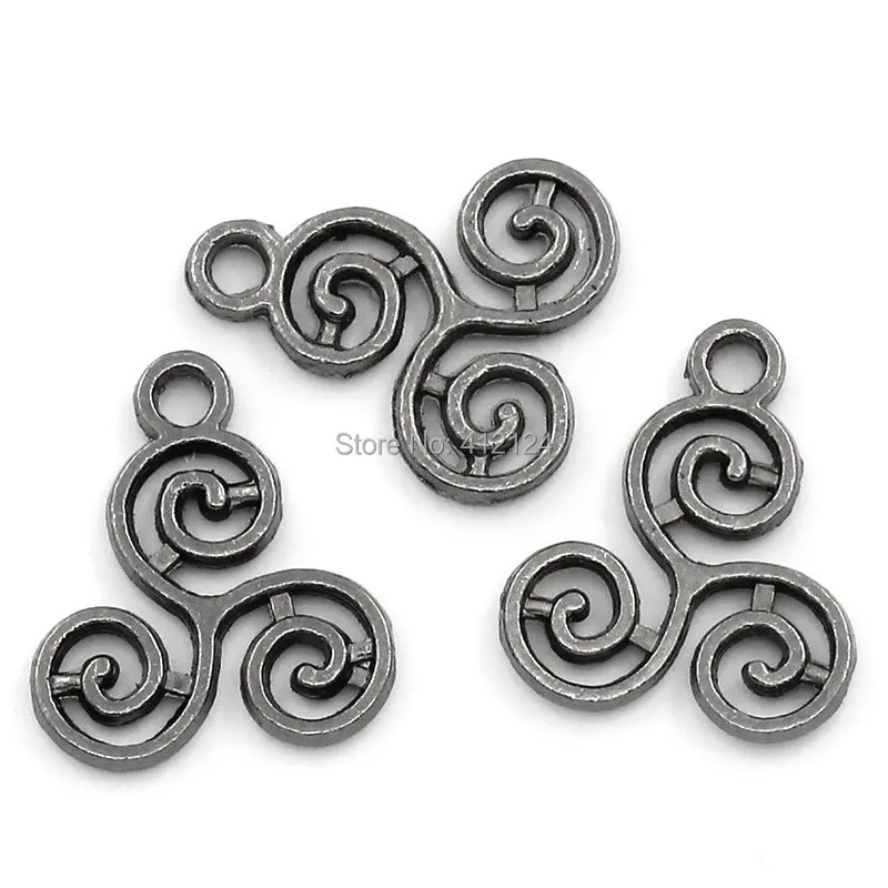 

100Pcs Free Shipping Wholesale Hot New DIY Gunmetal Celtic Triskelion Charms Pendants Findings Component 16x13mm(5/8"x4/8")