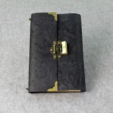 2018 Europe and the United States retro leather code book DIY handmade carved leather notebook creative lock journal hand sewn leather household items book self study handmade leather diy leather product making tutorial book