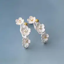 Shuangshuo, винтажные серьги-гвоздики с цветком вишни для женщин, серьги с цветком, модные ювелирные изделия, серьги для женщин, рождественские серьги S120