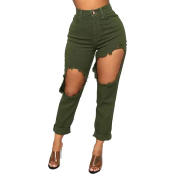 

Fashion Women Stretch Jeans Female High Waist Stretch Slim Sexy Pencil Pants Ladies big hole Comfortable jeans c0401
