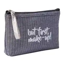 Simple Letter Canvas Makeup Beauty Bag Storage Multifunction Make Up Travel Bag Women Portable Zipper Cosmetic Bag Necessarie