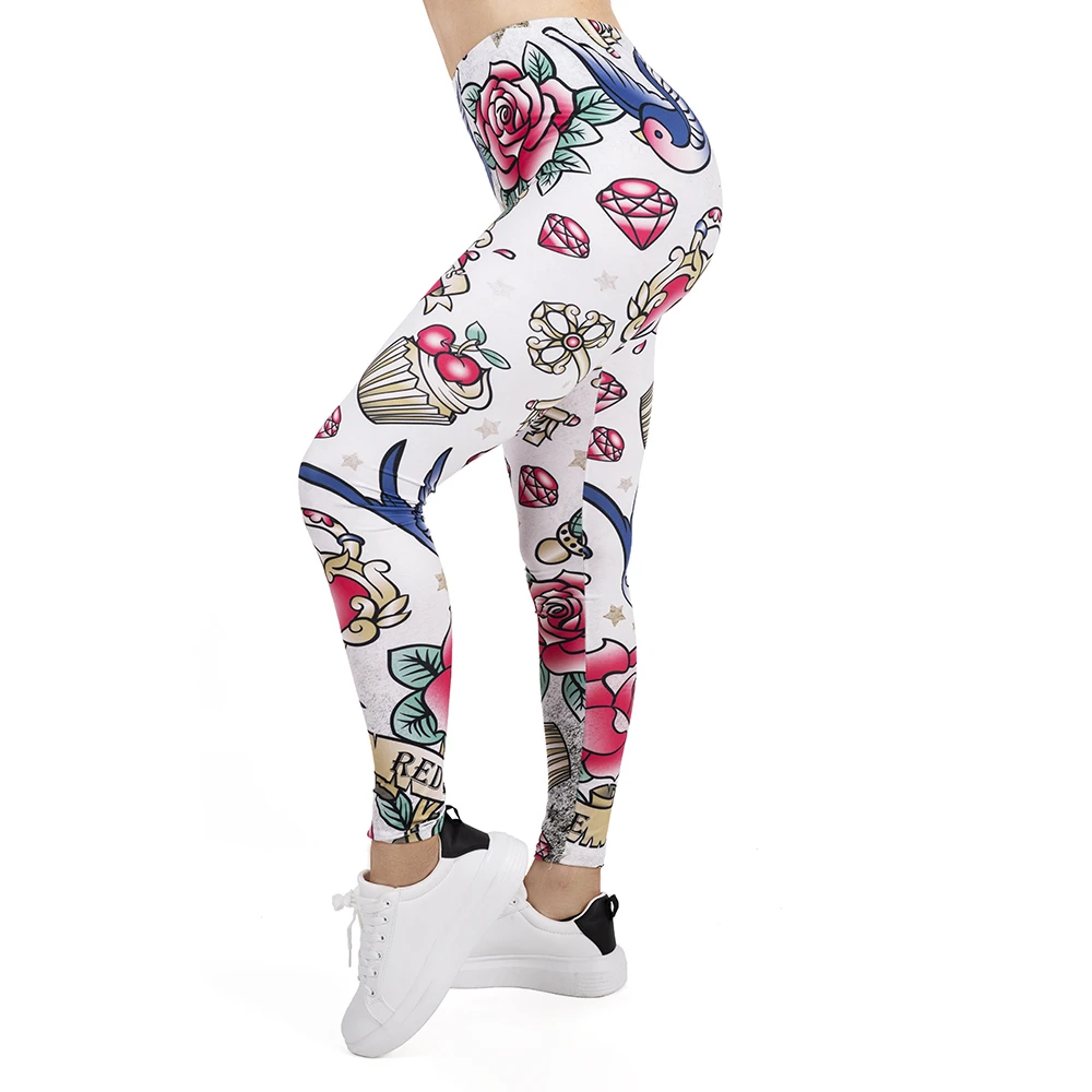 

2019 Women Legging Valentines Tattoos Printing Leggins Slim High Elasticity Legins Popular Fitness Leggings Female Pants