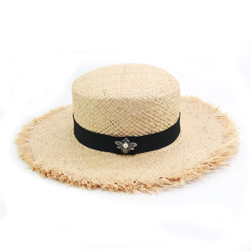 Новая мода пчела декоративная соломинка шляпы для женщин мягкая рафия пляжная шляпа Дамы Лето Солнцезащитный козырек шляпы Прямая поставка оптом