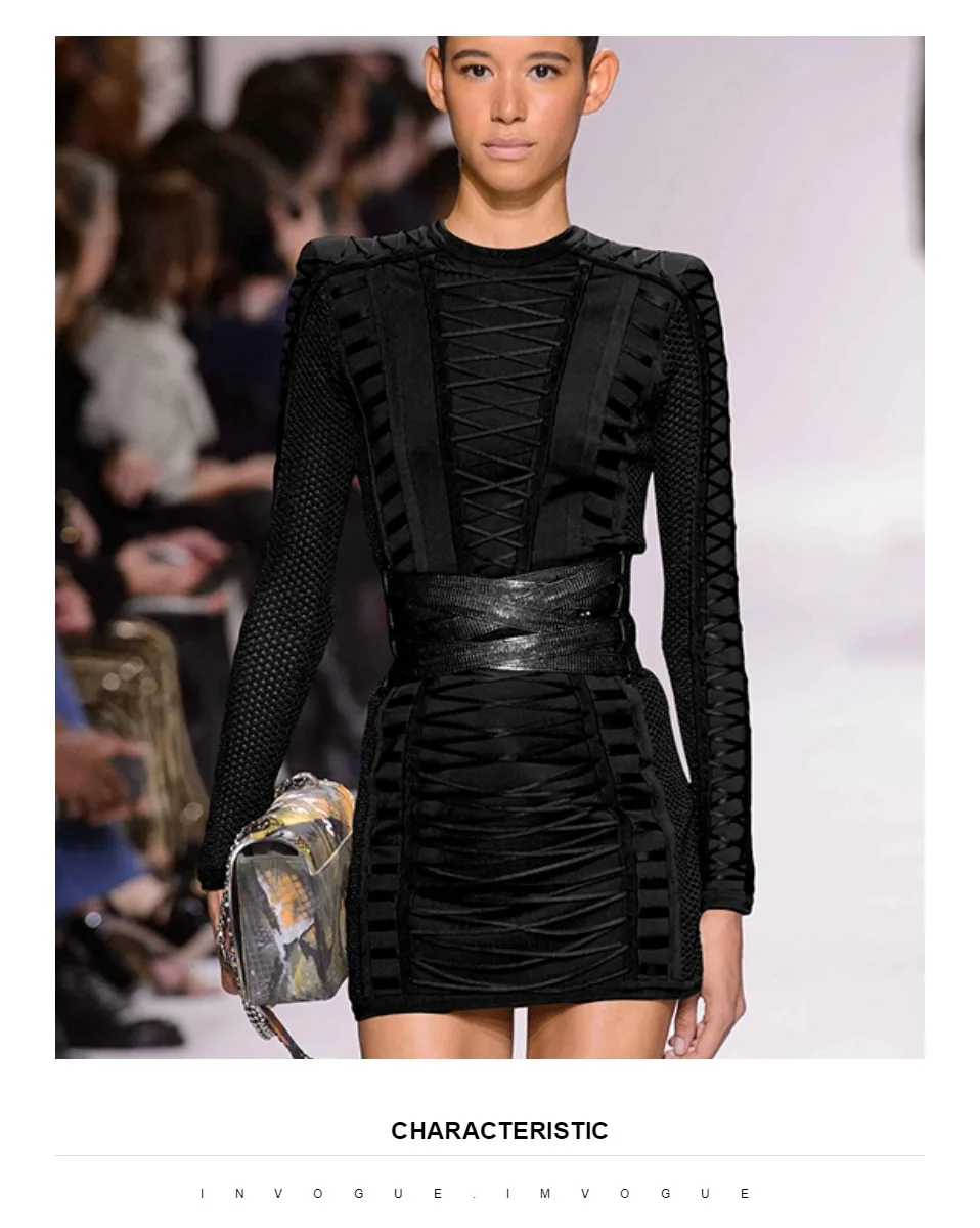 INVOGUE. IMVOGUE Новое поступление модное ажурное кружевное с длинными рукавами с круглым вырезом однотонное облегающее мини-платье