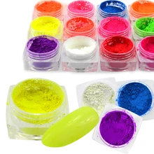 Горячая 13 бутылочек/набор флуоресцентный Блеск порошок пыль неоновый цвет сияющий эффект DIY инструмент для украшения маникюрный набор блеск BEYE01-13
