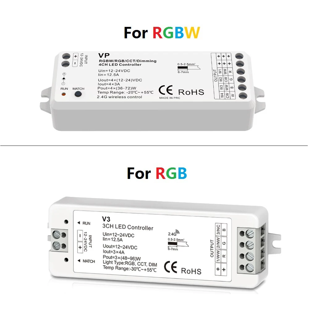 Светодио дный контроллер RGB RGBW DC 12 V 24 V 2,4G 12A RF Беспроводной дистанционного диммер V3 VP работать с Wi-Fi реле контроллера для Светодиодные ленты