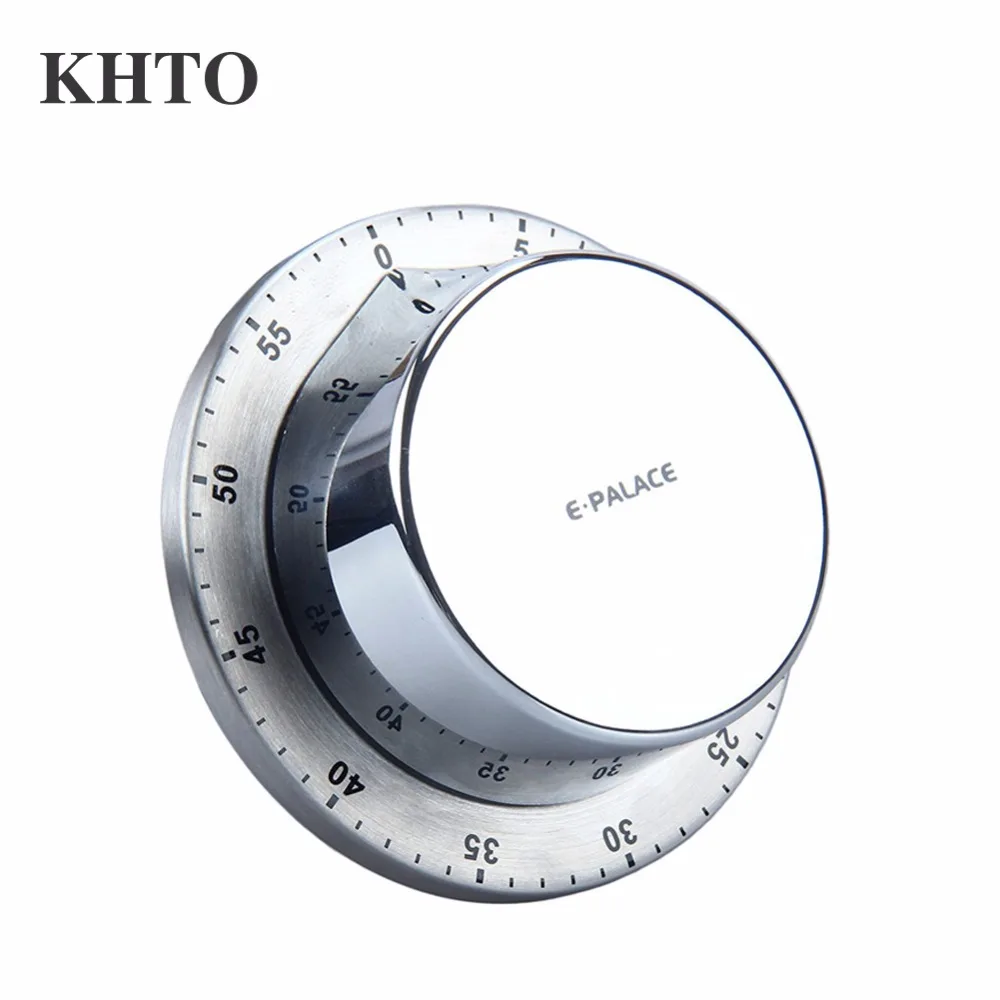 

KHTO Kitchen Timer 60 Minute Timing Loud Alarm Magnetic Countdown Timer Cooking Baking Manual Timers Stainless Steel Mechanical