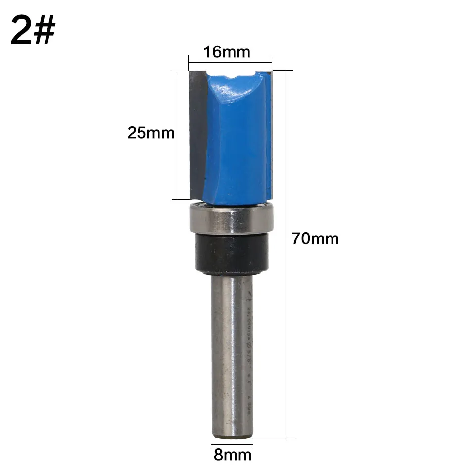 1 шт. 8 мм хвостовик Классический прямой заподлицо древесины фрезы с 1 подшипником карбида вольфрама Деревообрабатывающие инструменты - Длина режущей кромки: NO 2