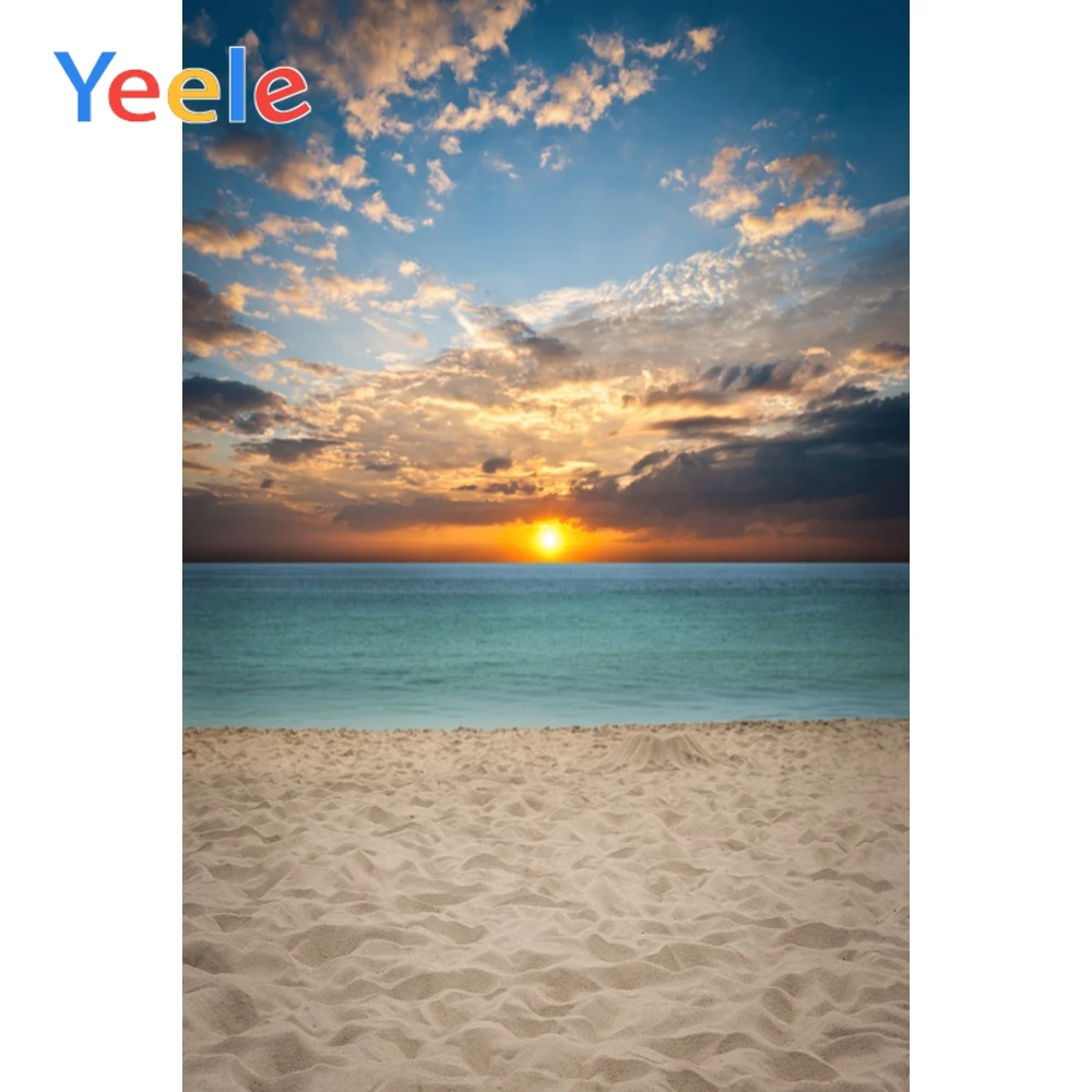 Фон для фотосъемки Yeele с изображением пейзажа заката морского берега |