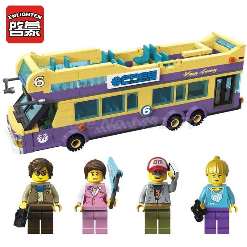 

ENLIGHTEN 1123 461Pcs Sightseeing Bus Tourist Guide Model Building Block Sets Model Toys Educational Gift For Children Christmas