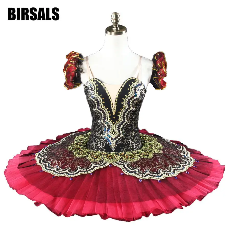 Black Burgundy Professional Ballet Tutus Women La esmeralda Performance Costume Pancake Tutu Girls8941B