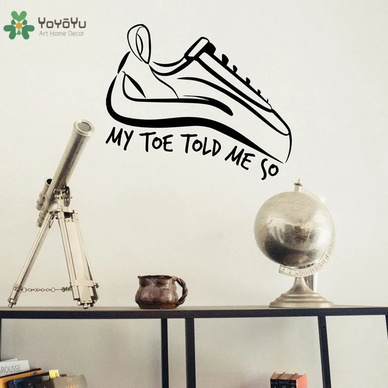 YOYOYU Wall Decal Climbing Shoe Pattern Art Mural Interior Home Decor Quote My Toe Told Me So Creative Modern Design CY105 | Дом и сад