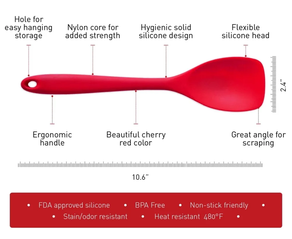 Набор из 7 шт. силиконовых принадлежностей для готовки- ложка, шпатель, лопатка, ложка для смешивания