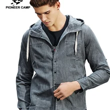 Пионерский лагерь, дизайн, толстовка с капюшоном, Мужская брендовая одежда, модная однотонная джинсовая рубашка, мужские повседневные рубашки высокого качества, ACC701028
