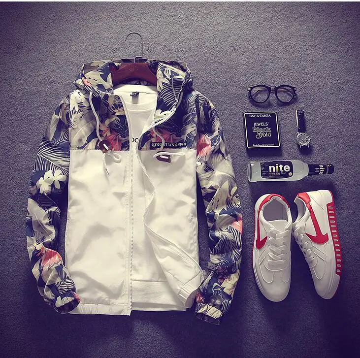 

yizlo jackets summer floral patchwork bomber jacket men anorak windbreaker collge jaqueta masculina rashguard