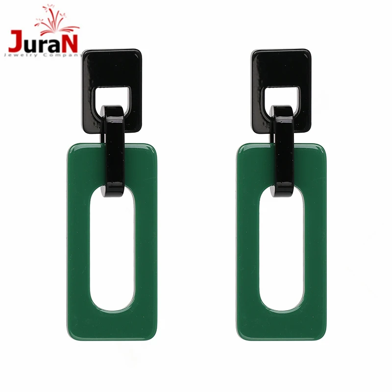 

JURAN Luxury Red Resin Dangle Earrings Bohemian Wedding Gift Wholesale Green Square Drop Earrings Fashion Jewelry Women girls