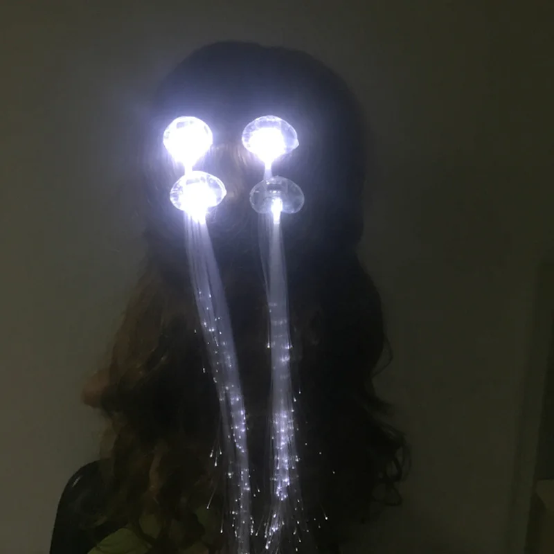 

100pcs Glow Hair Braid White LED Hair Clip Light Emitting Fiber Optic Wire Hairpin Luminous Braids led party wedding decoration