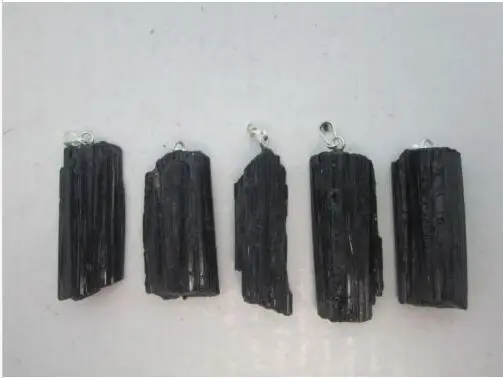 

BULK NATURAL BLACK TOURMALINE POINT PENDANTS - 5 PIECE LOT - BEST PRICE