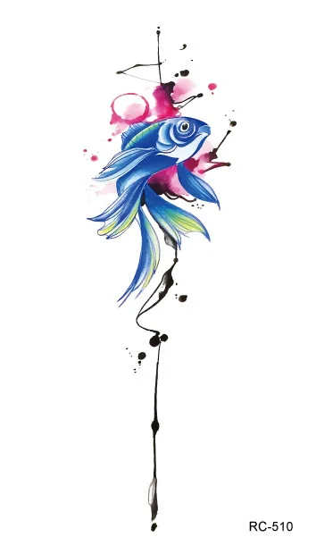 Waterproof Temporary Tattoo Stickers golden fish fake Tatto Geometric animal Flash Tatoo Hand Back Foot for Girl Women Men | Красота и