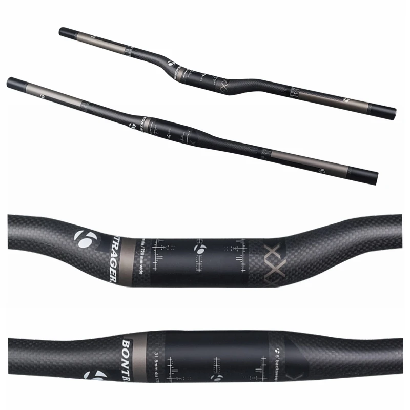 online Preto fosco XXX Fibra De Carbono Completo 3 k Bicicleta MTB Guiador Horizontal Mountain Bike Peças Grampo Da Haste 31.8mm