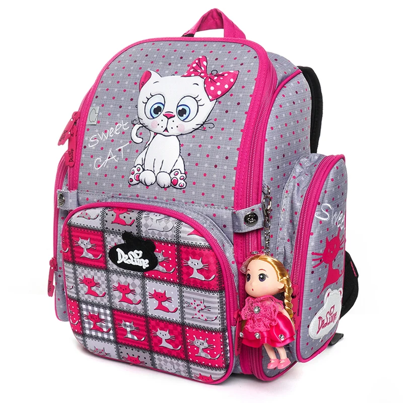 Delune, школьные сумки с 3D рисунком кота для девочек и мальчиков, Детские ортопедические рюкзаки с рисунком совы, ранец для студентов, Mochila Infantil