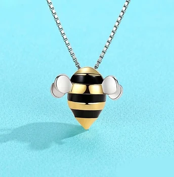

Fashion Jewelry Silver Color Bee Necklaces Pendants For Women Lady Long Chain Choker Necklaces Collares