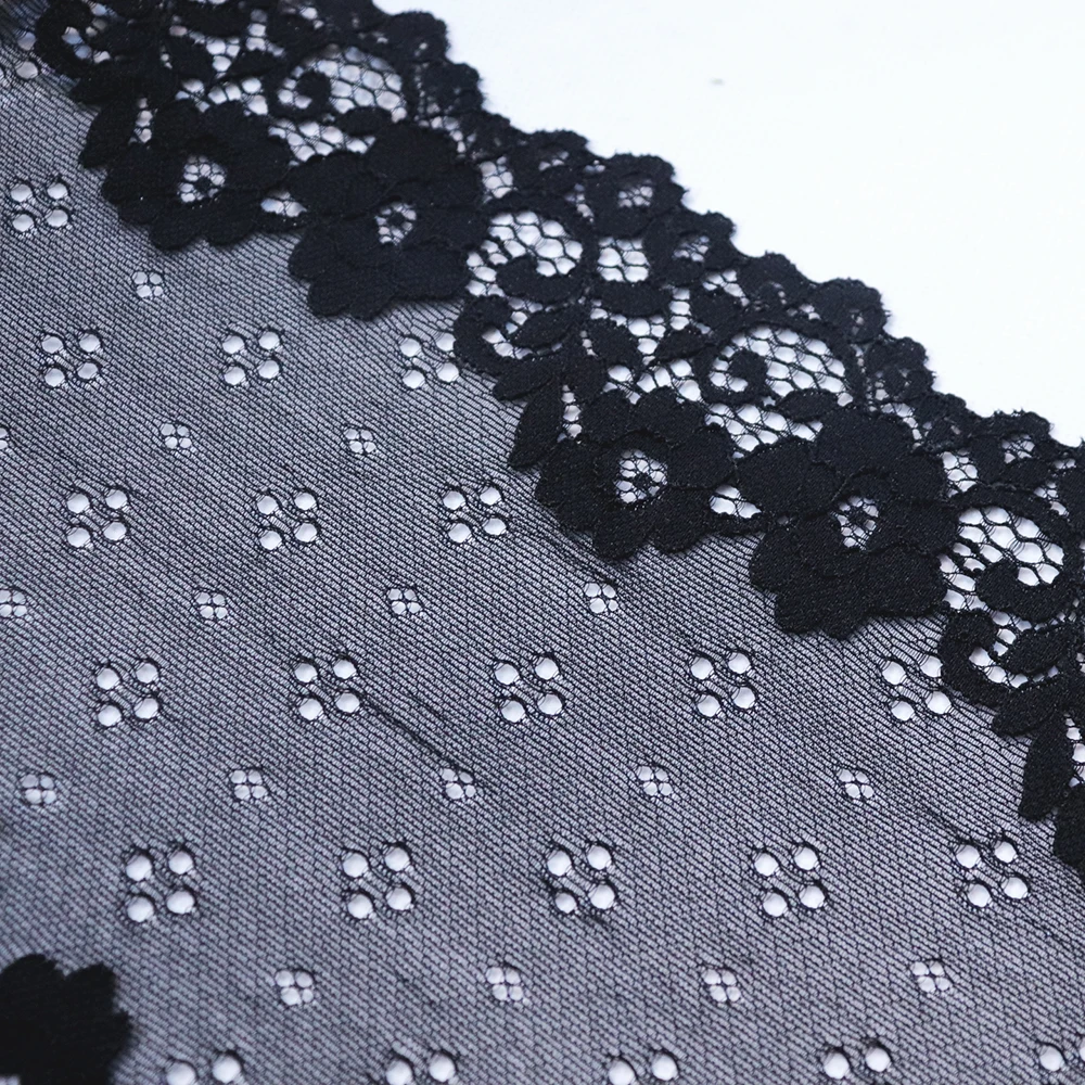 19,5 см 2 ярдов стрейч черные кружева эластичные тримминги DIY одежда аксессуары для бюстгалтеров шитье из кружева аппликации Французская ткань для тюли кружевная