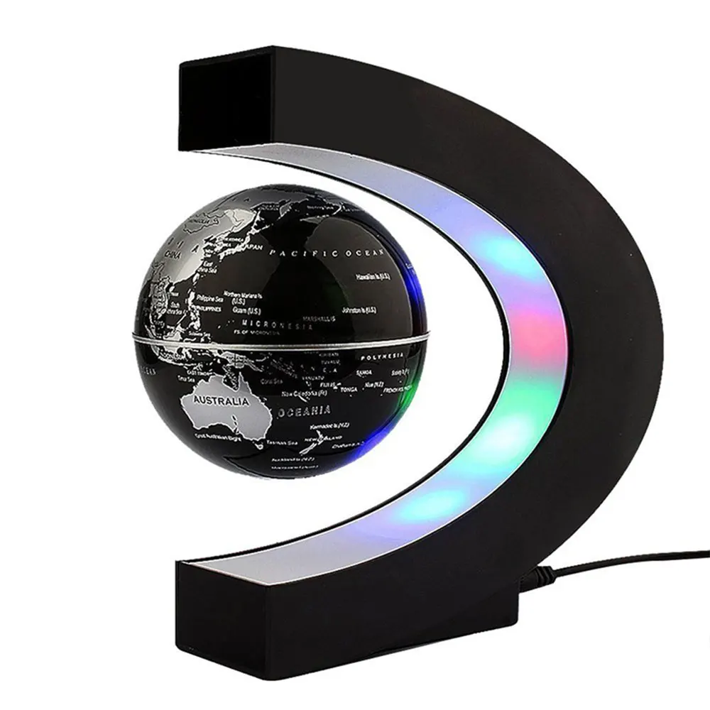 

AU/UK Plug Home Office Decoration LED Floating Tellurion Globe C Shape Magnetic Levitation Light World Map With LED Tellurion