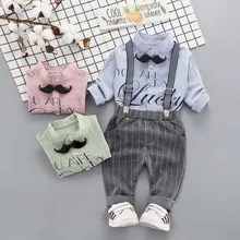 Комплект одежды для маленьких мальчиков, детские костюмы Новинка года, Одежда для младенцев комплект для маленьких мальчиков, рубашка с бабочкой в джентльменском стиле Топы+ комбинезон Одежда для новорожденных