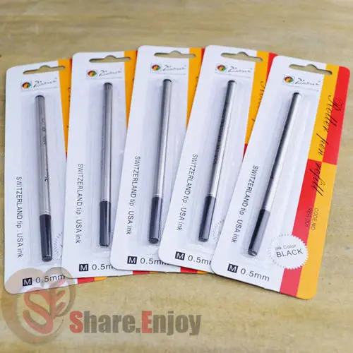 

PICASSO REFILLS LOTS OF 5 PCS FOR ROLLER BALL PEN 0.5MM POINT BLACK INK