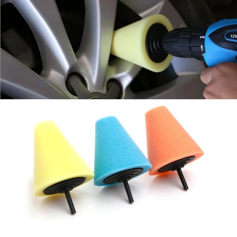 

1Pc Burnishing Foam Sponge Polishing Cone Shaped Buffing Pads For Car Wheel Hub Tool