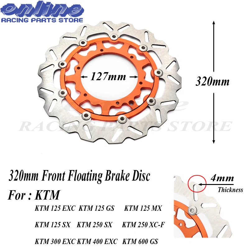 

320MM Oversize Front Floating Brake Disc Rotor For KTM EXC GS EXCF SX SXF SXS XC XCR XCW XCF XCRF MXC MX SMR SIX DAYS Supermoto