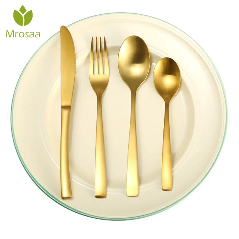 

Mrosaa Hot 1Pc Stainless Steel Rosy Gold Dinnerware Cutlery Fork Knife Scoop Flatware Tableware Set Gift Dinner Western Food